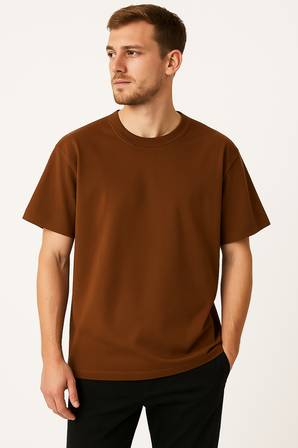 Drop Shoulder T shirt - Coffee