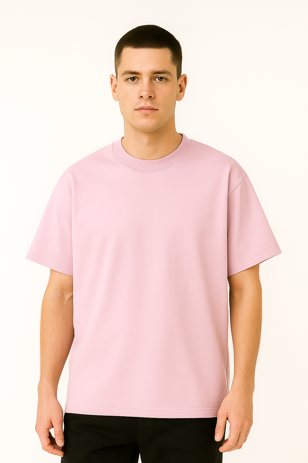 Drop Shoulder T shirt - Baby Pink