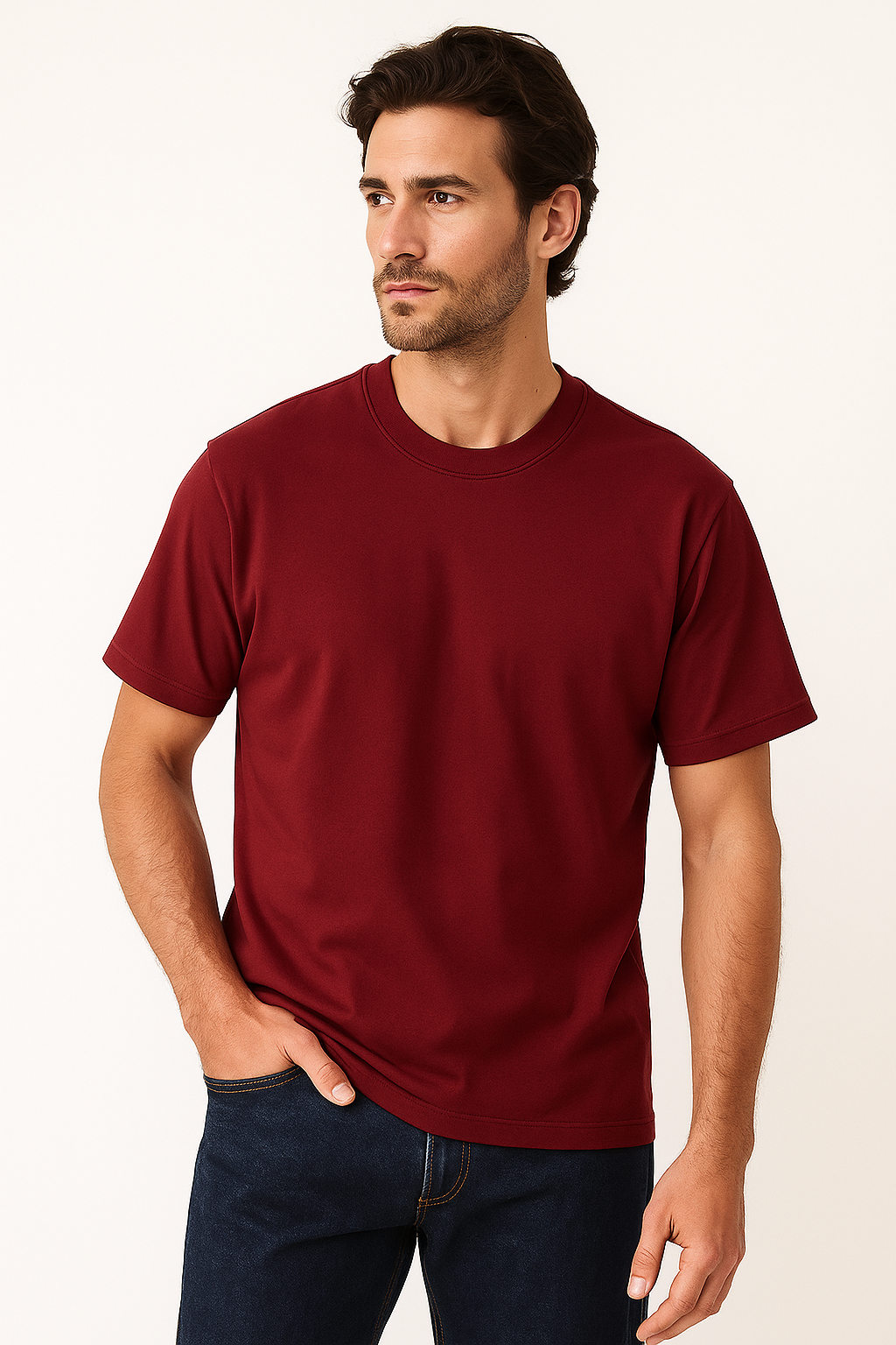 Drop Shoulder T shirt - Maroon