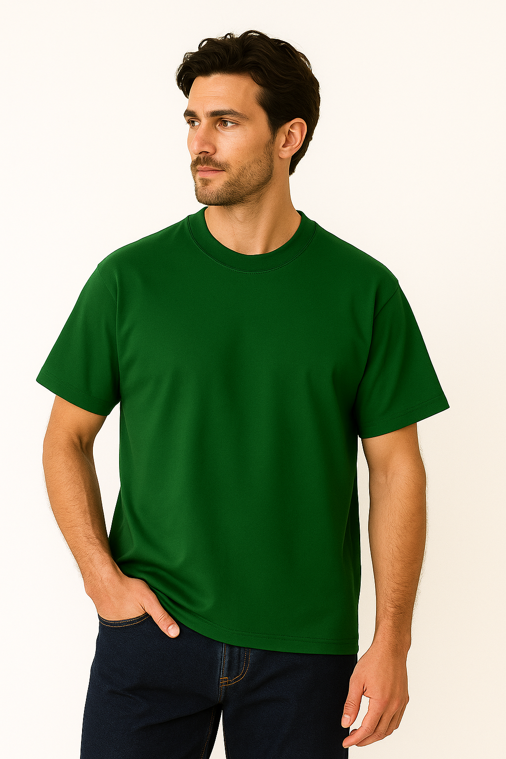 Drop Shoulder T shirt - Forest Green
