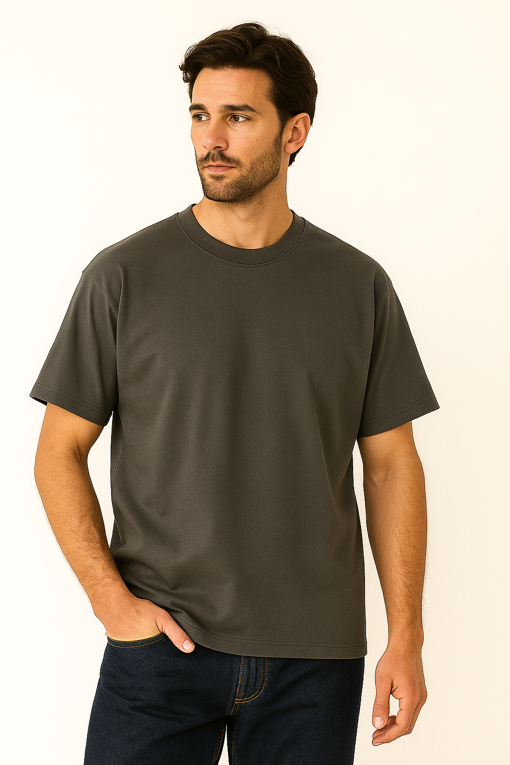 Drop Shoulder T shirt - Gray