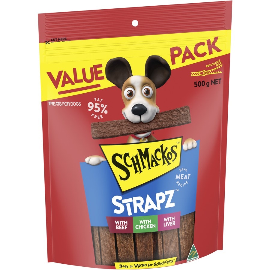 Schmackos Snacks Strapz 3pk Variety 500g