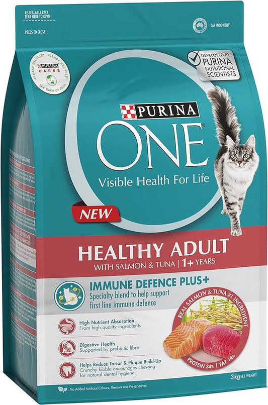 Purina One Healthy Adult With Salmon & Tuna 1+ Years Dry Cat Food 3kg