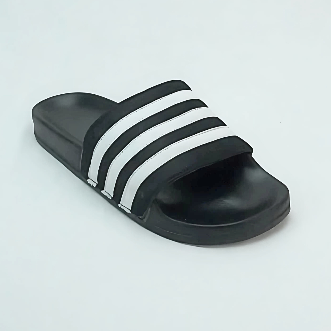 Zuqo Mens Slides / Slipper - Black Stripe