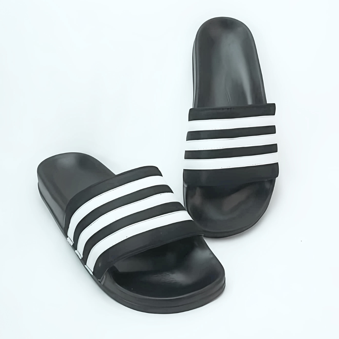 Zuqo Mens Slides / Slipper - Black Stripe