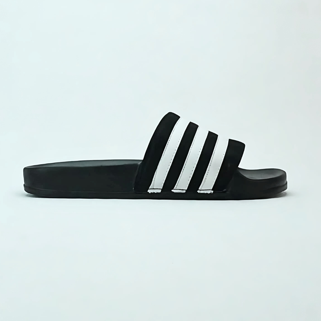 Zuqo Mens Slides / Slipper - Black Stripe